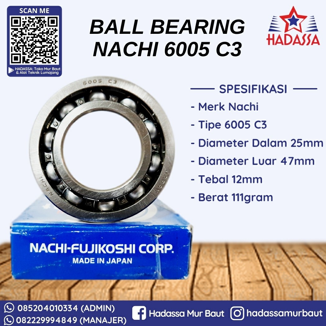 Ball Bearing Nachi 6005 C3