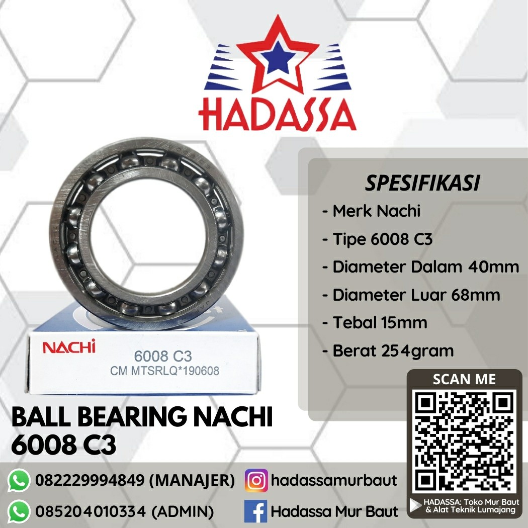 Ball Bearing Nachi 6008 C3