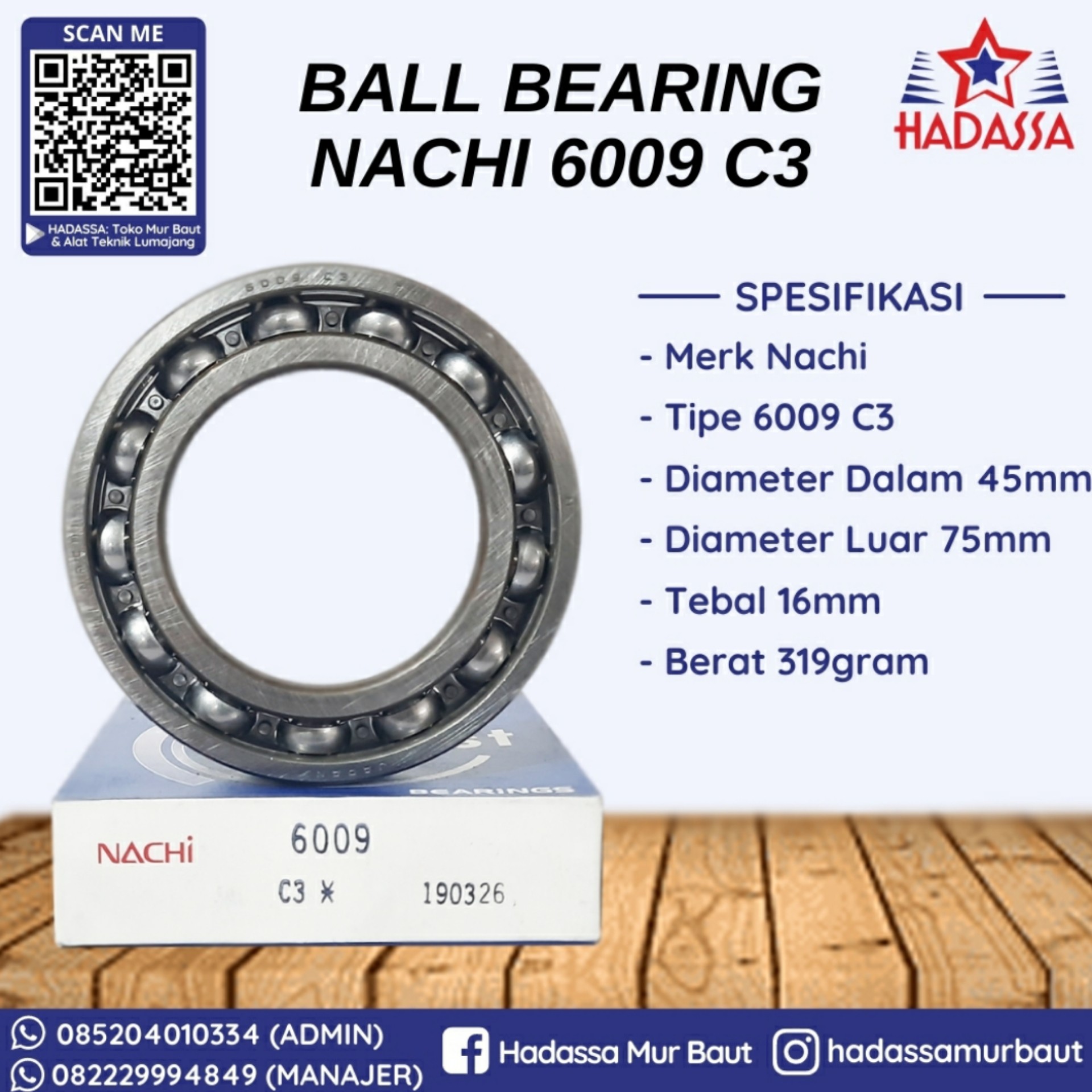 Ball Bearing Nachi 6009 C3