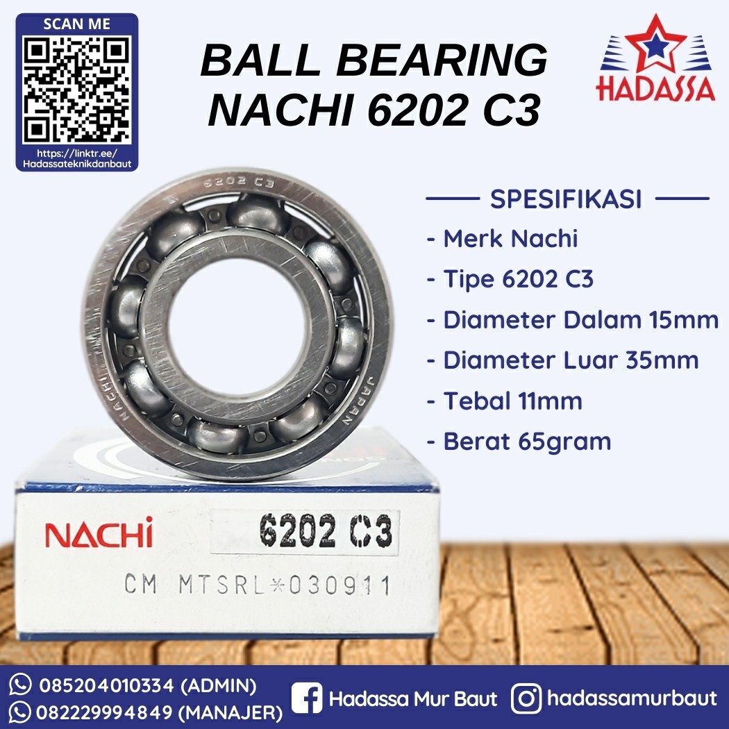 Ball Bearing Nachi 6202 C3