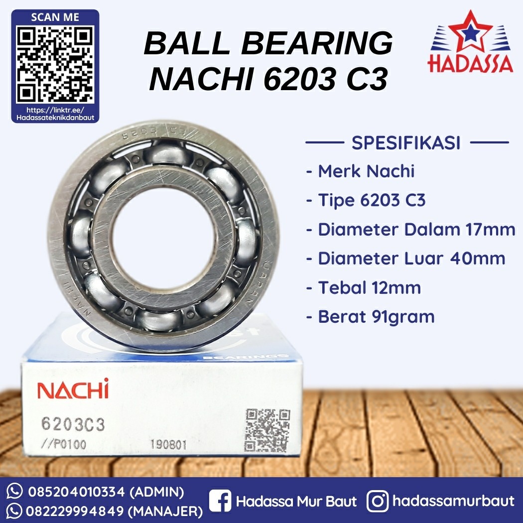 Ball Bearing Nachi 6203 C3