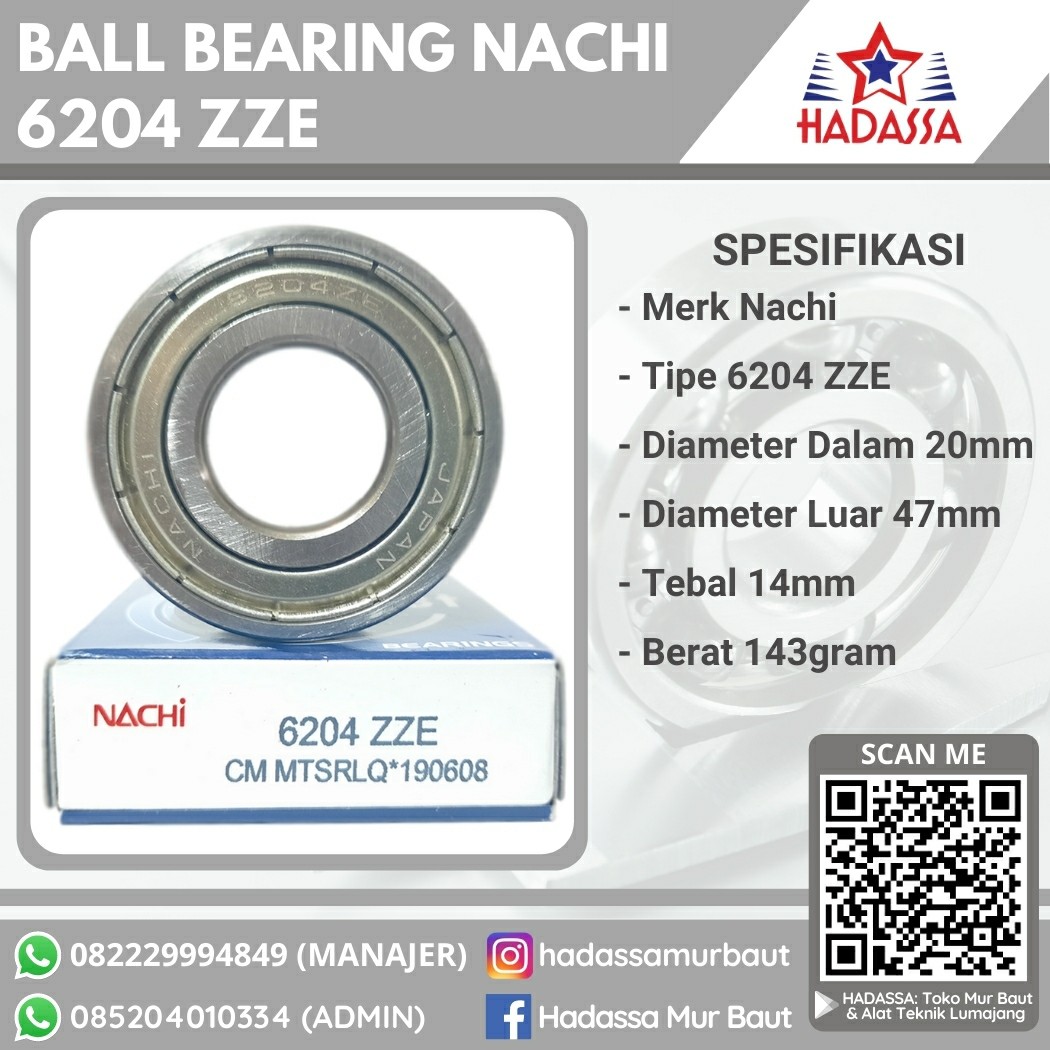 Ball Bearing Nachi 6204 ZZE