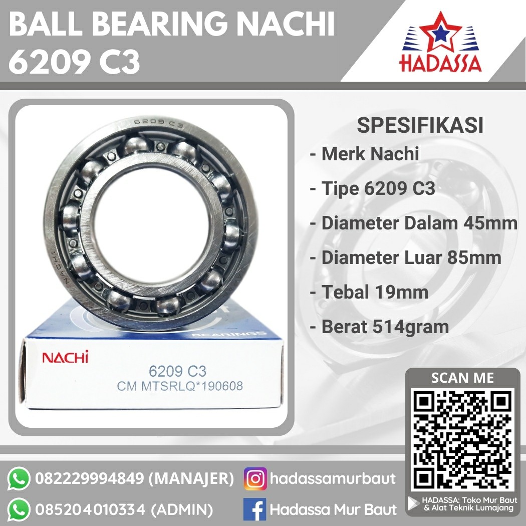 Ball Bearing Nachi 6209 C3