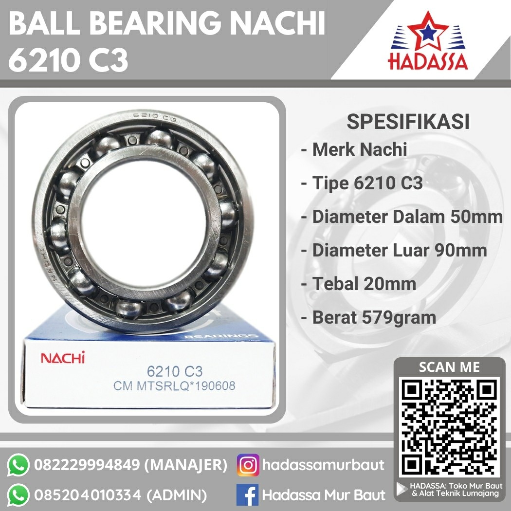 Ball Bearing Nachi 6210 C3