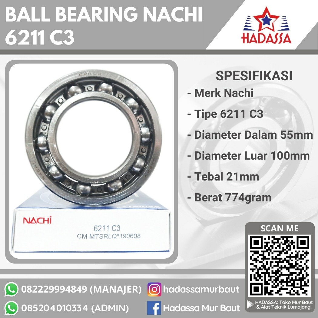 Ball Bearing Nachi 6211 C3