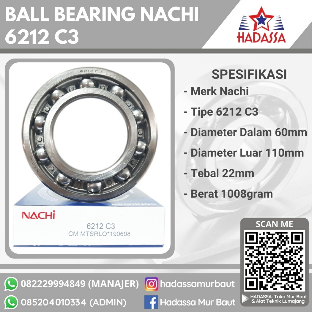 Ball Bearing Nachi 6212 C3