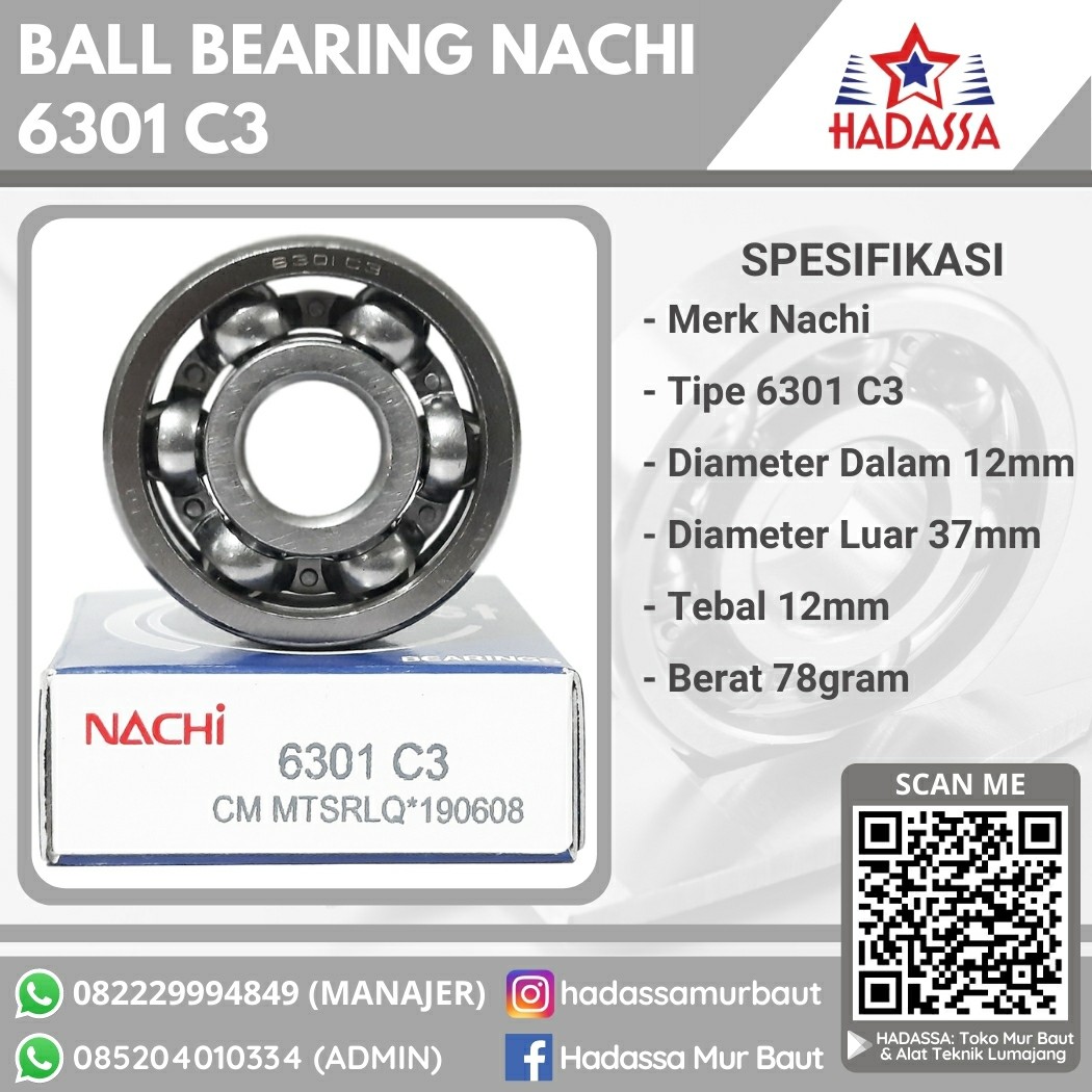 Ball Bearing Nachi 6301 C3