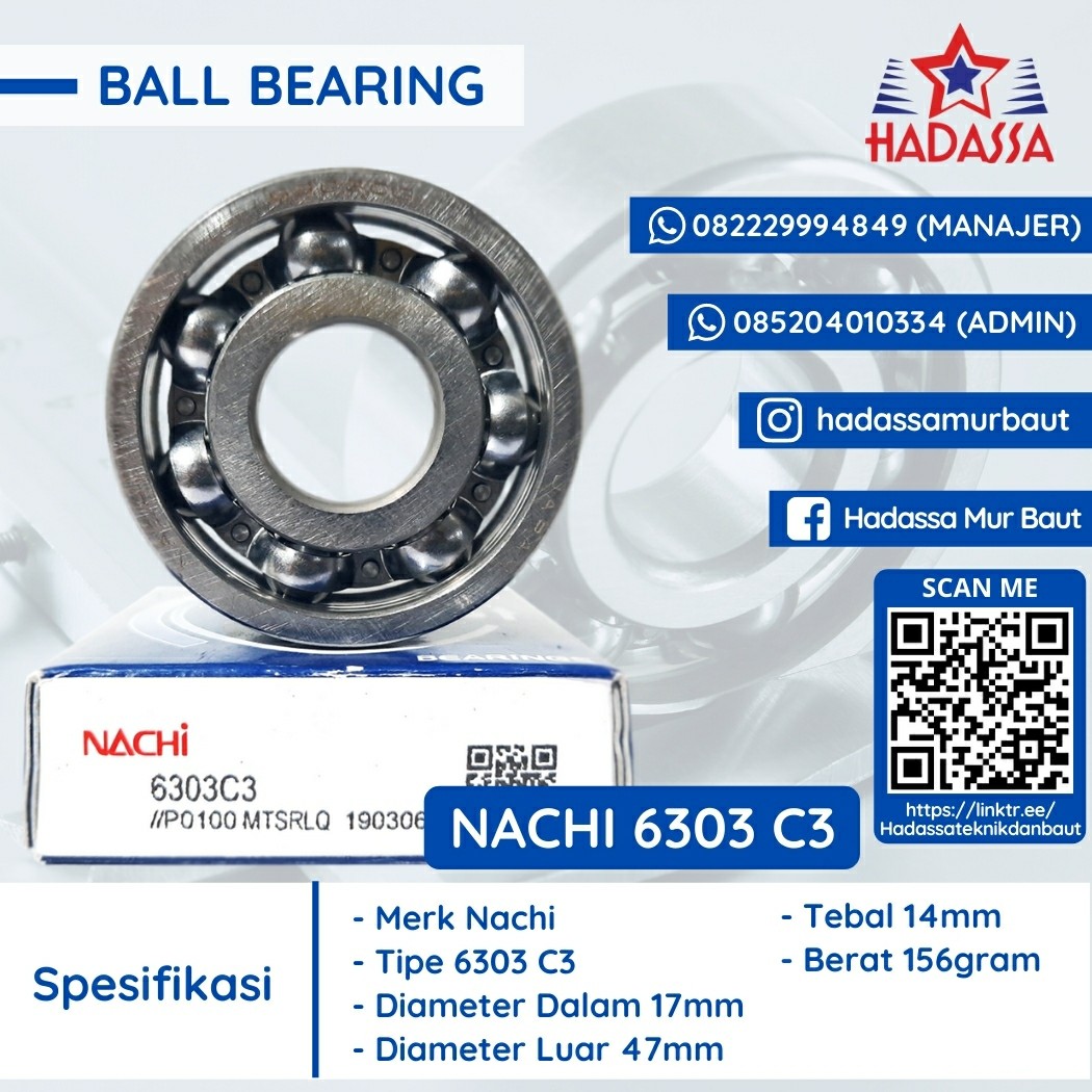 Ball Bearing Nachi 6303 C3