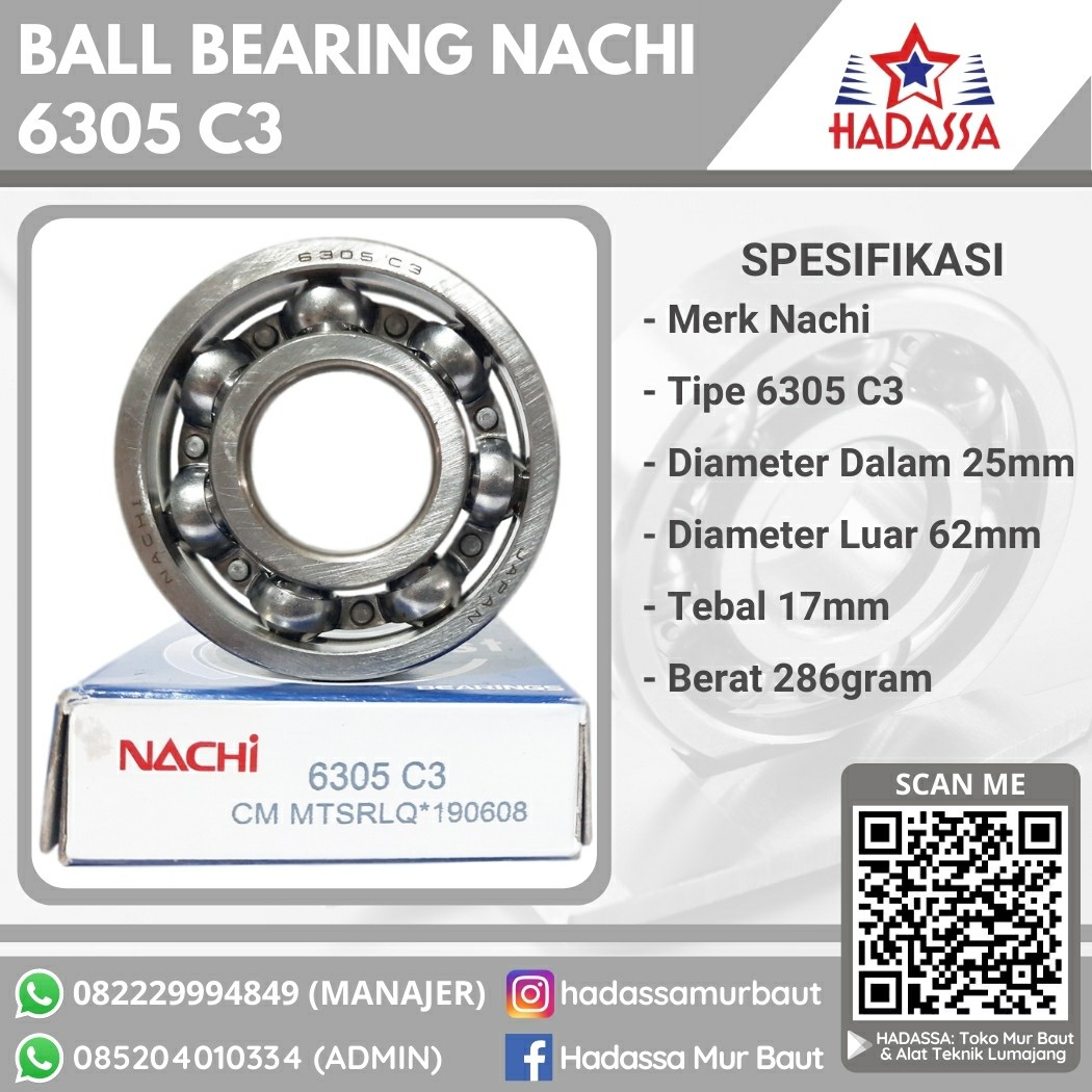 Ball Bearing Nachi 6305 C3