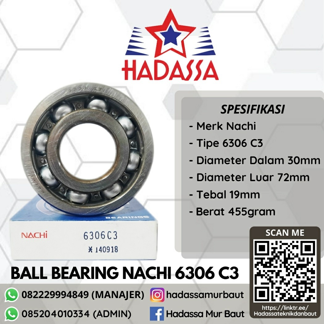 Ball Bearing Nachi 6306 C3