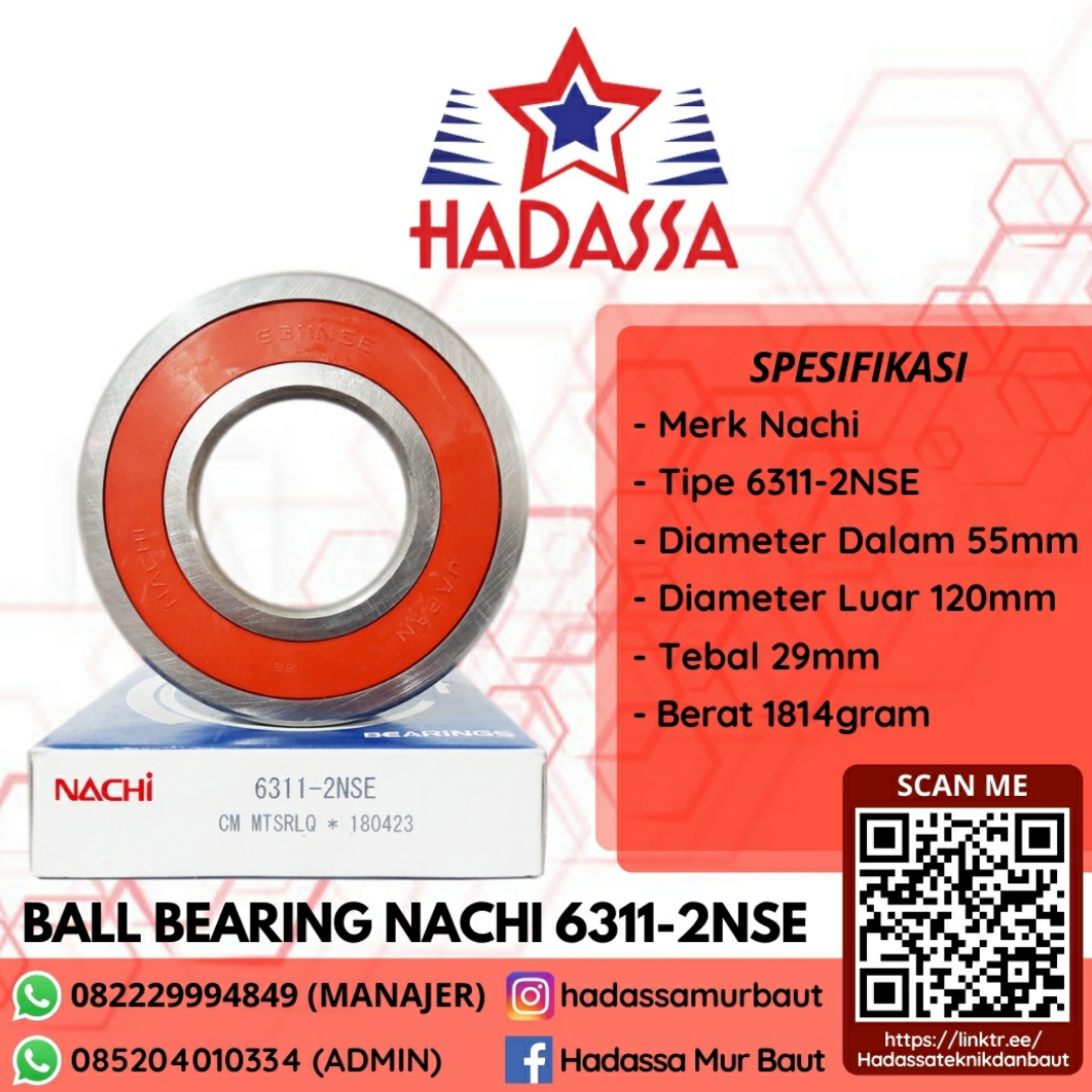 Ball Bearing Nachi 6311-2NSE