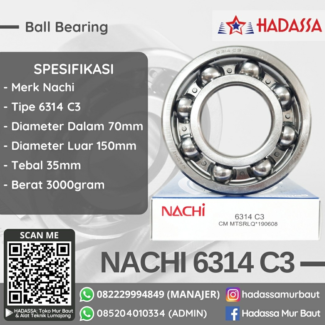 Ball Bearing Nachi 6314 C3