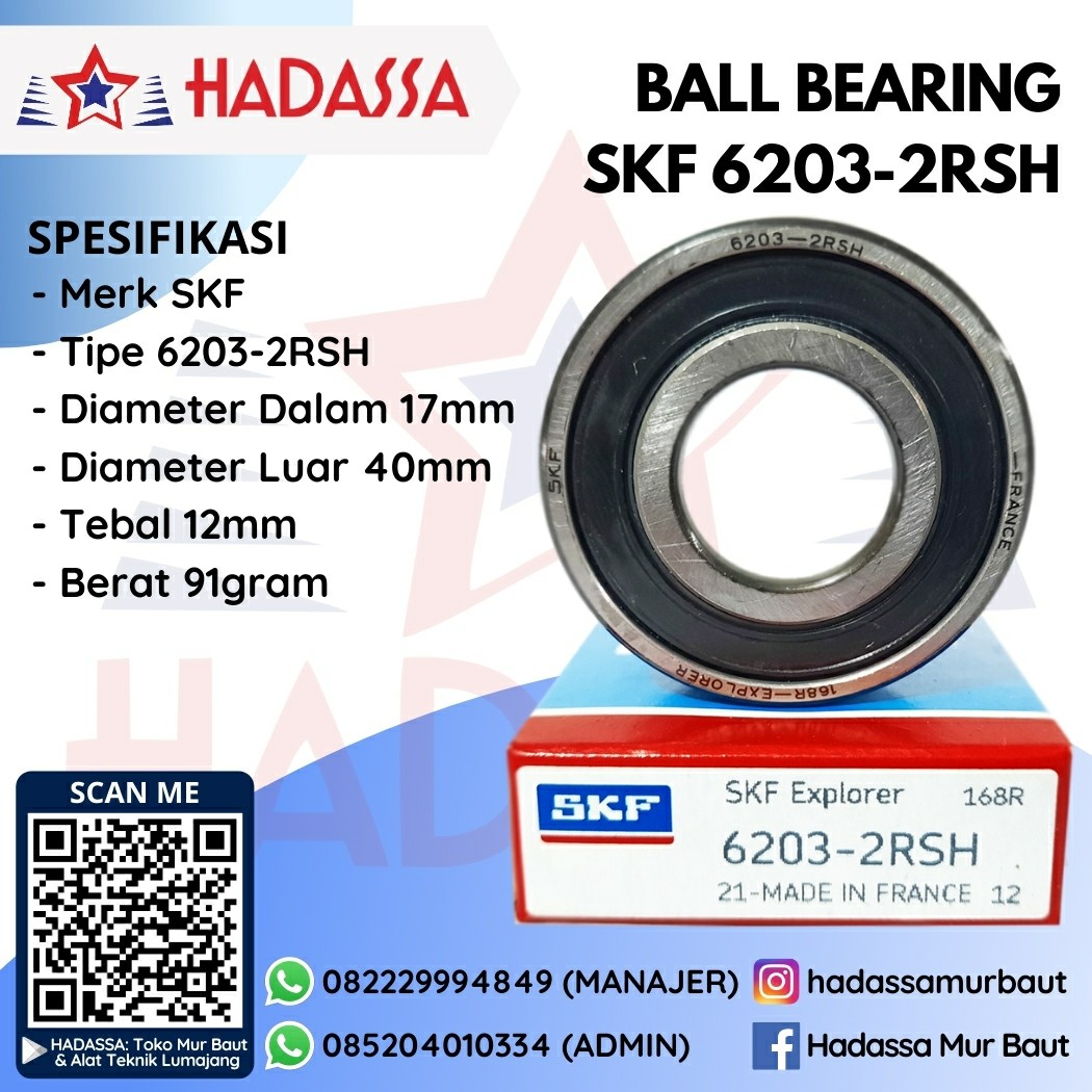 Ball Bearing SKF 6203-2RSH