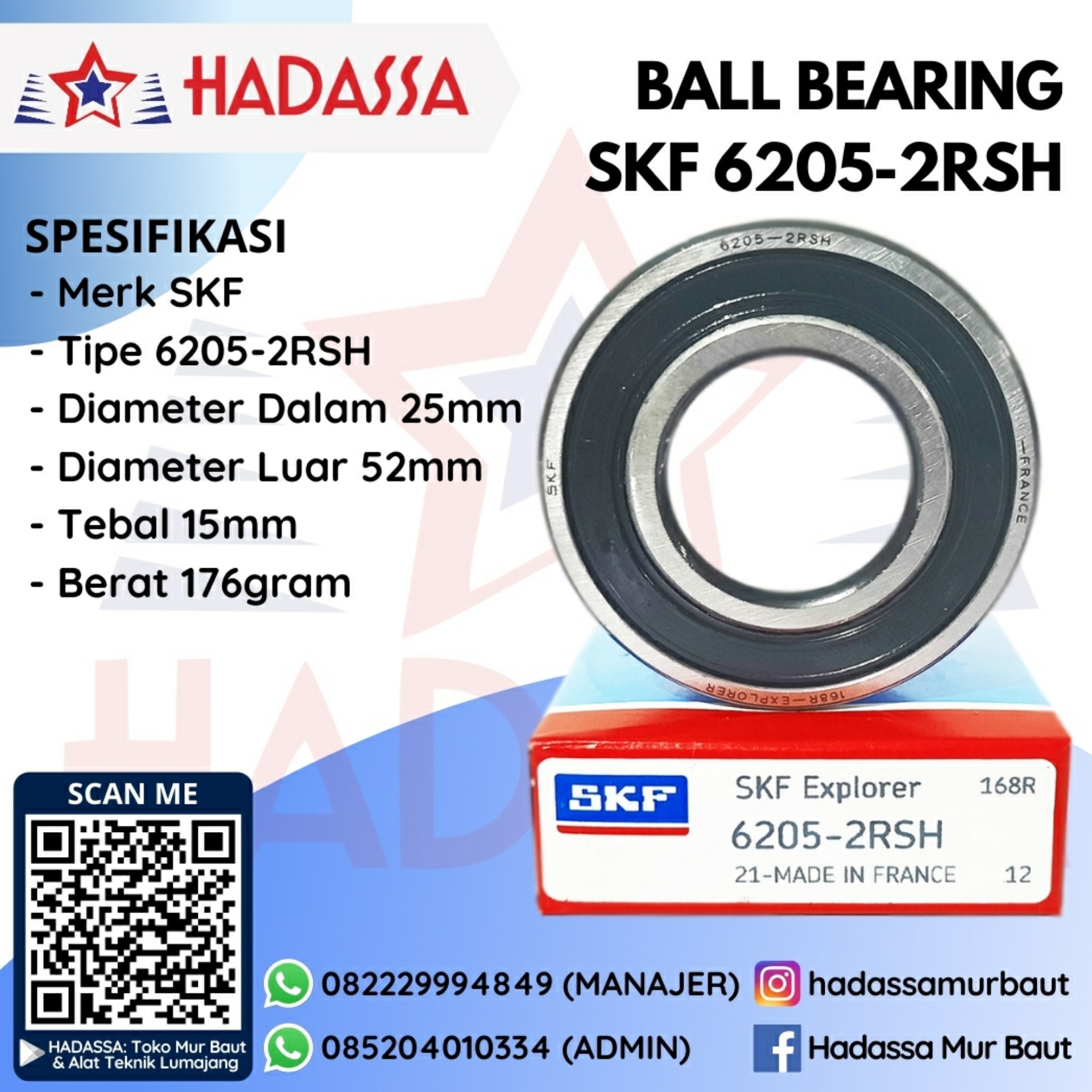 Ball Bearing SKF 6205-2RSH