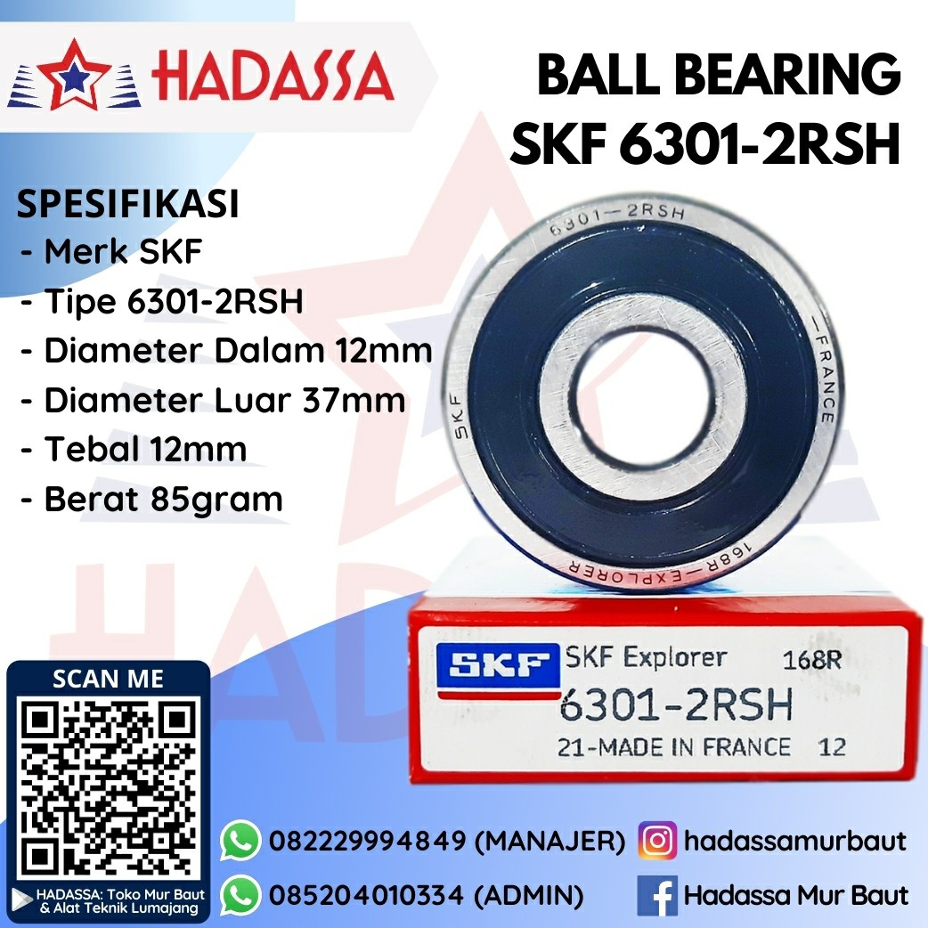 Ball Bearing SKF 6301-2RSH