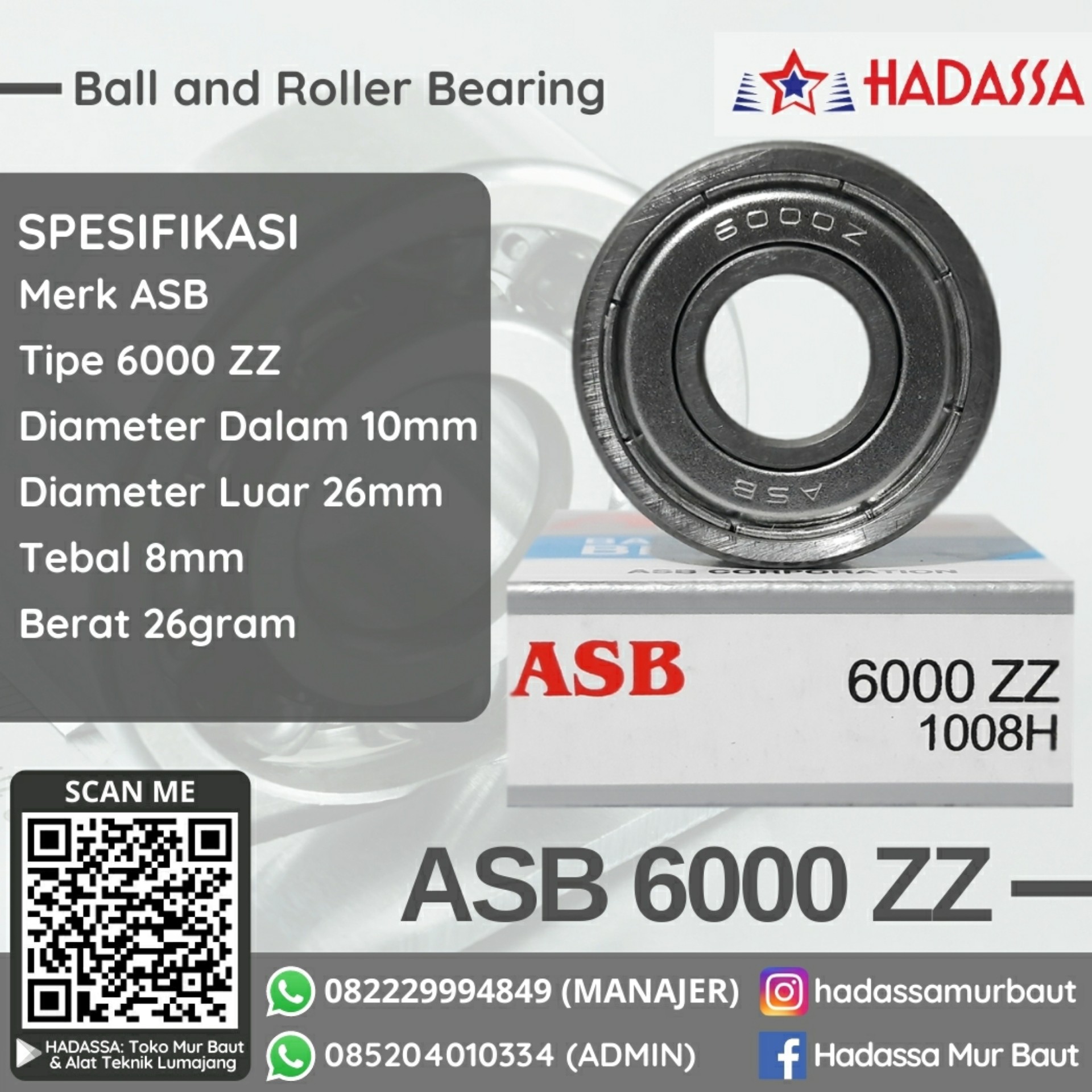 Ball and Roller Bearing ASB 6000 ZZ