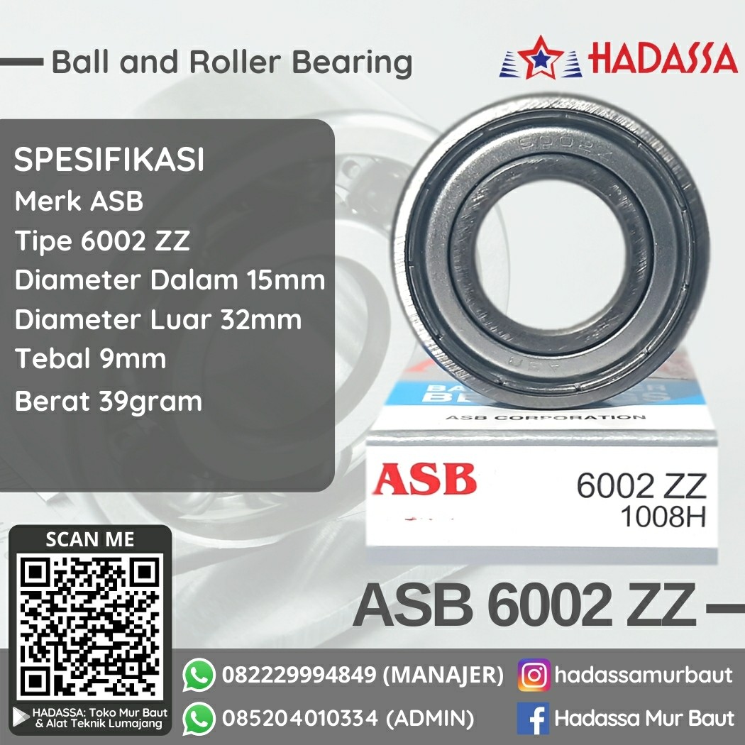 Ball and Roller Bearing ASB 6002 ZZ