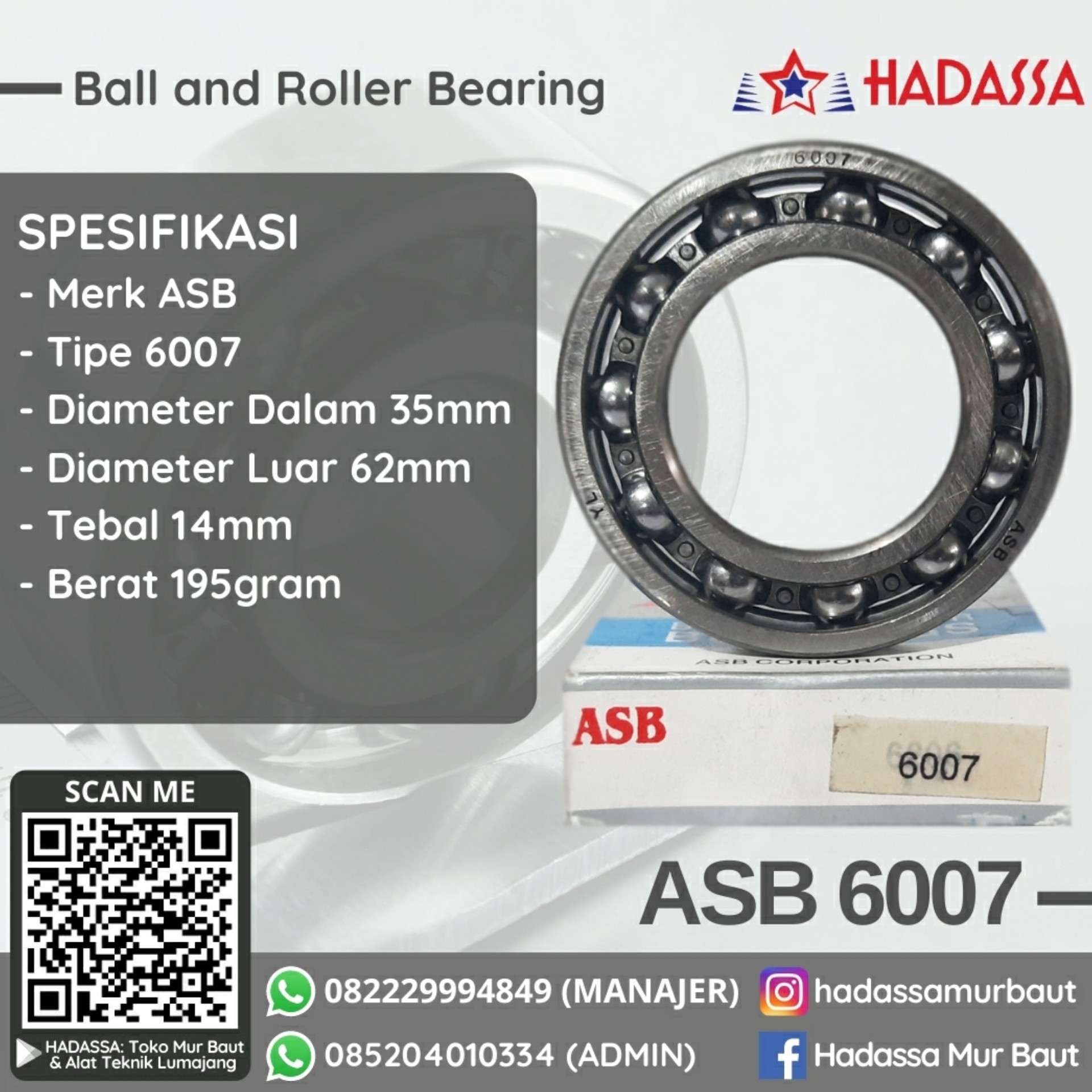 Ball and Roller Bearing ASB 6007