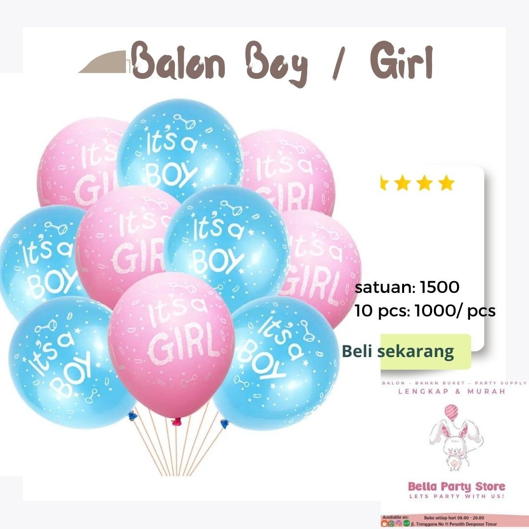 Balon Latex 12 Inch Boy Dan GIRL