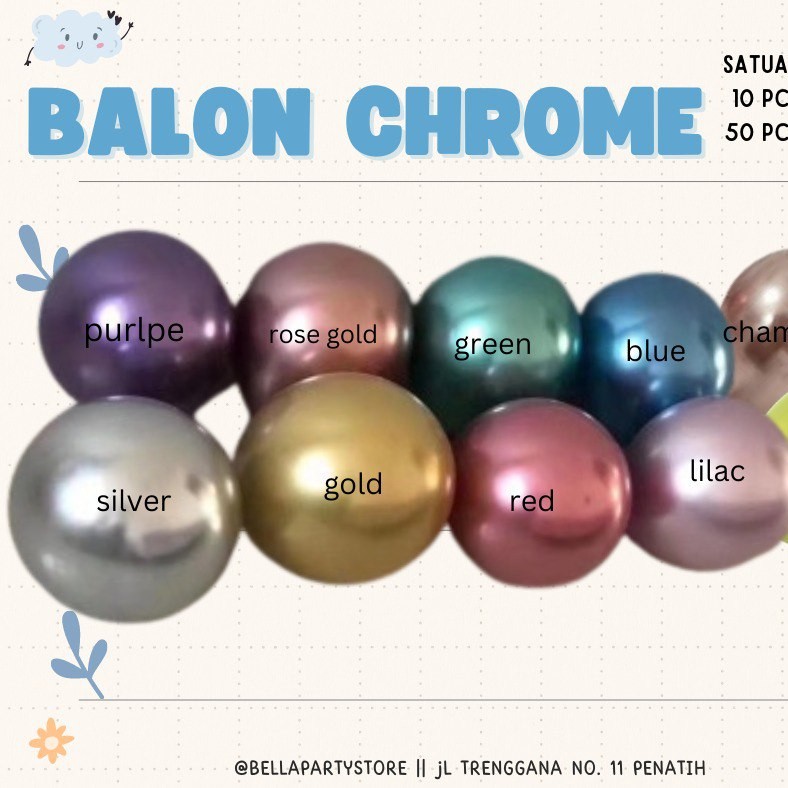 Balon Latex 12 Inch Chrome