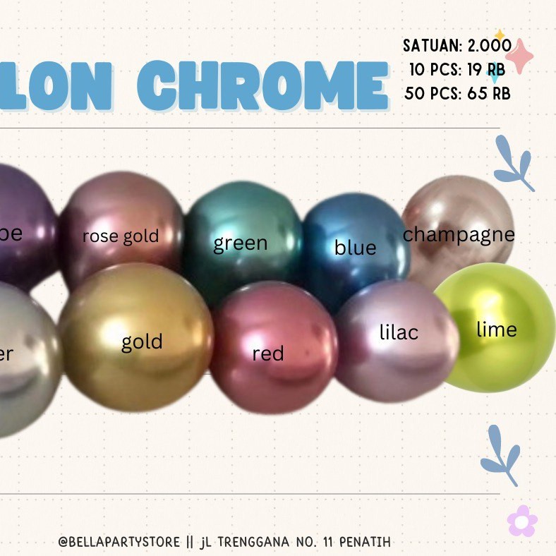 Balon Latex 12 Inch Chrome 2