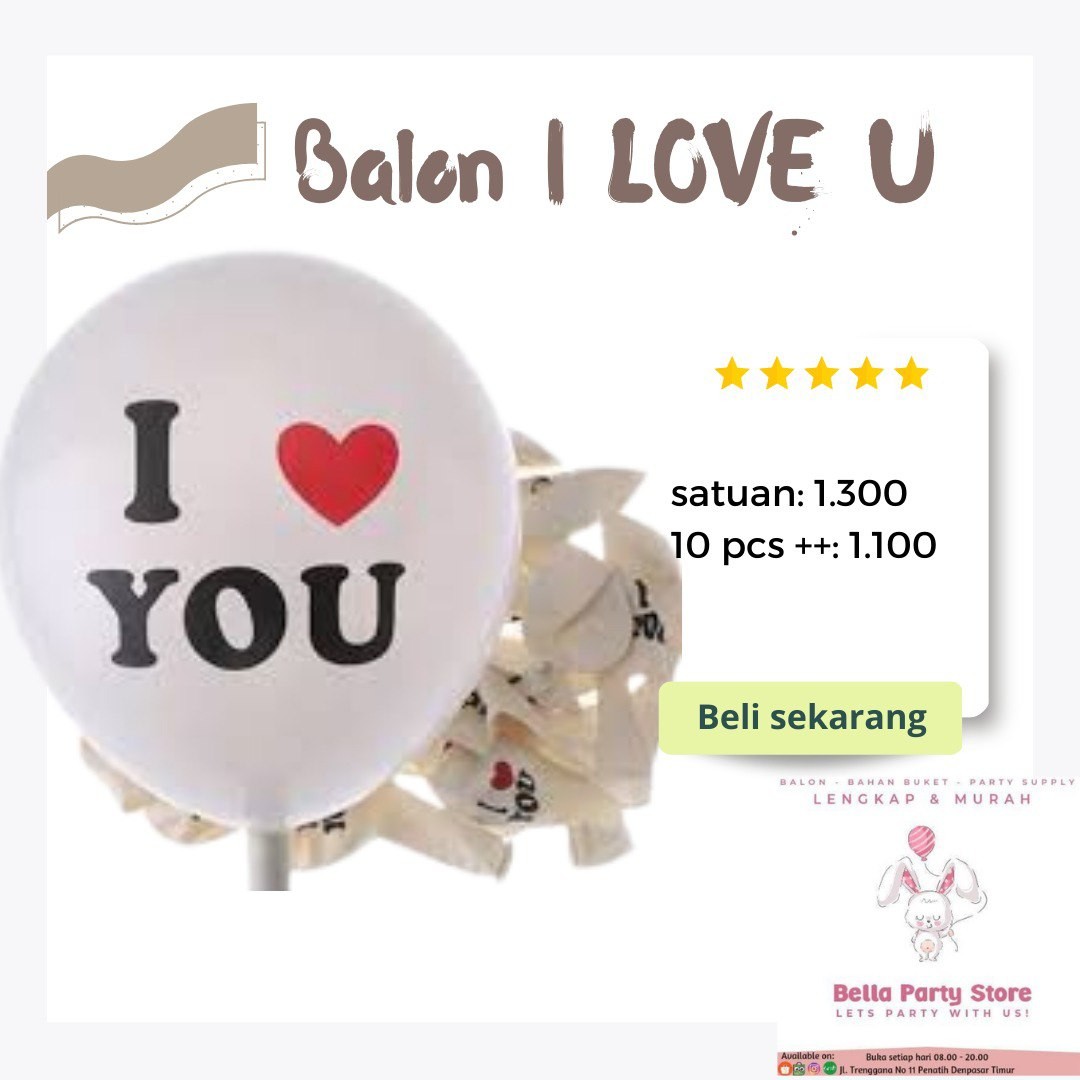 Balon Latex 12 Inch Motif I Love You