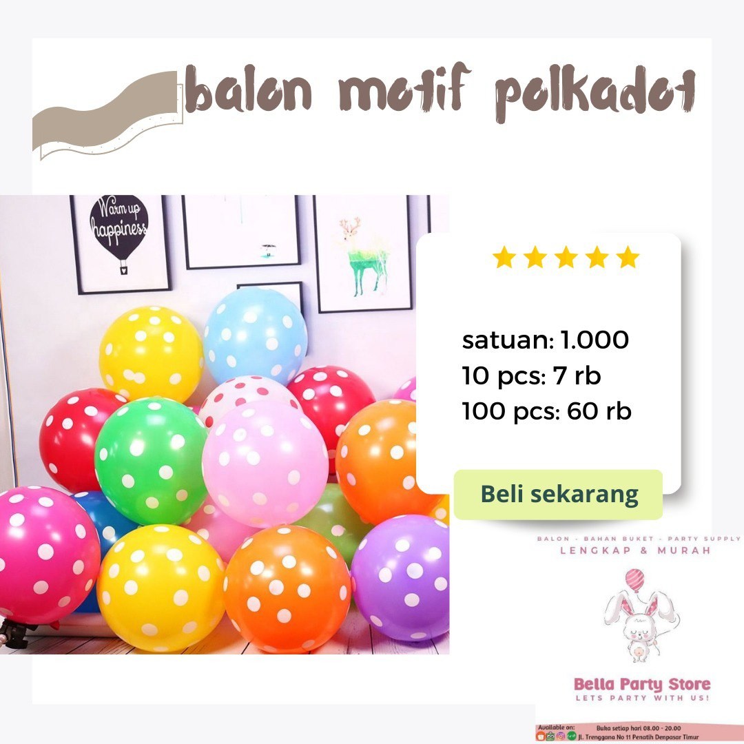 Balon Latex 12 Inch Motif Polkadot