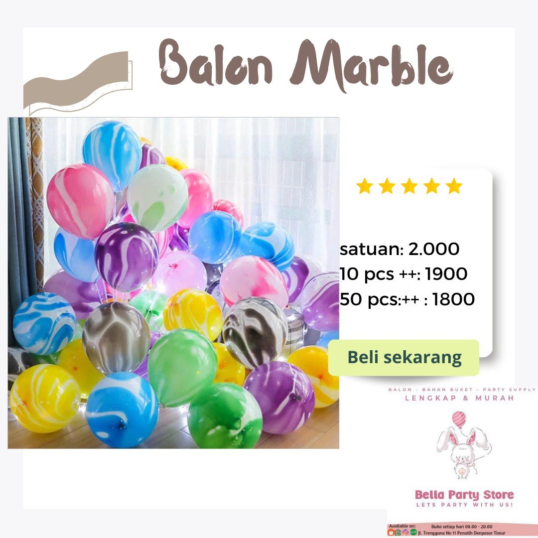 Balon Latex 12 Inch Motif marble Kelereng