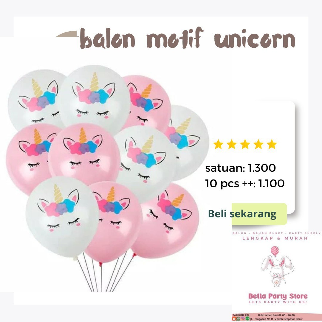 Balon Latex 12 Inch Motif unicorn