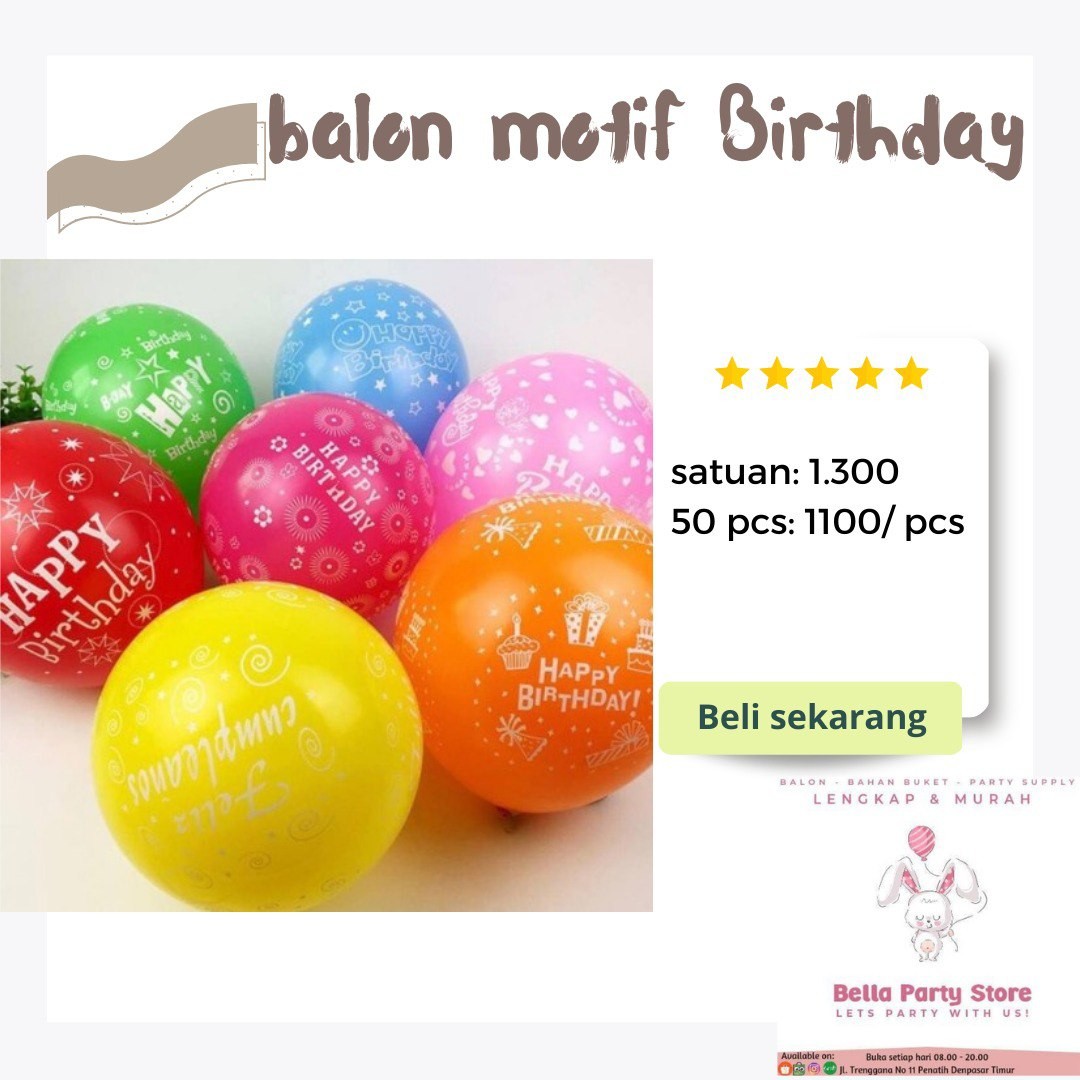 Balon Latex 12 Inch happy Birthday