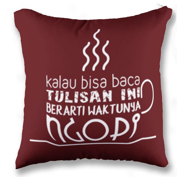 Bantal Membaca Saatnya Ngopi - Bantal Sofa Kotak Full-Print