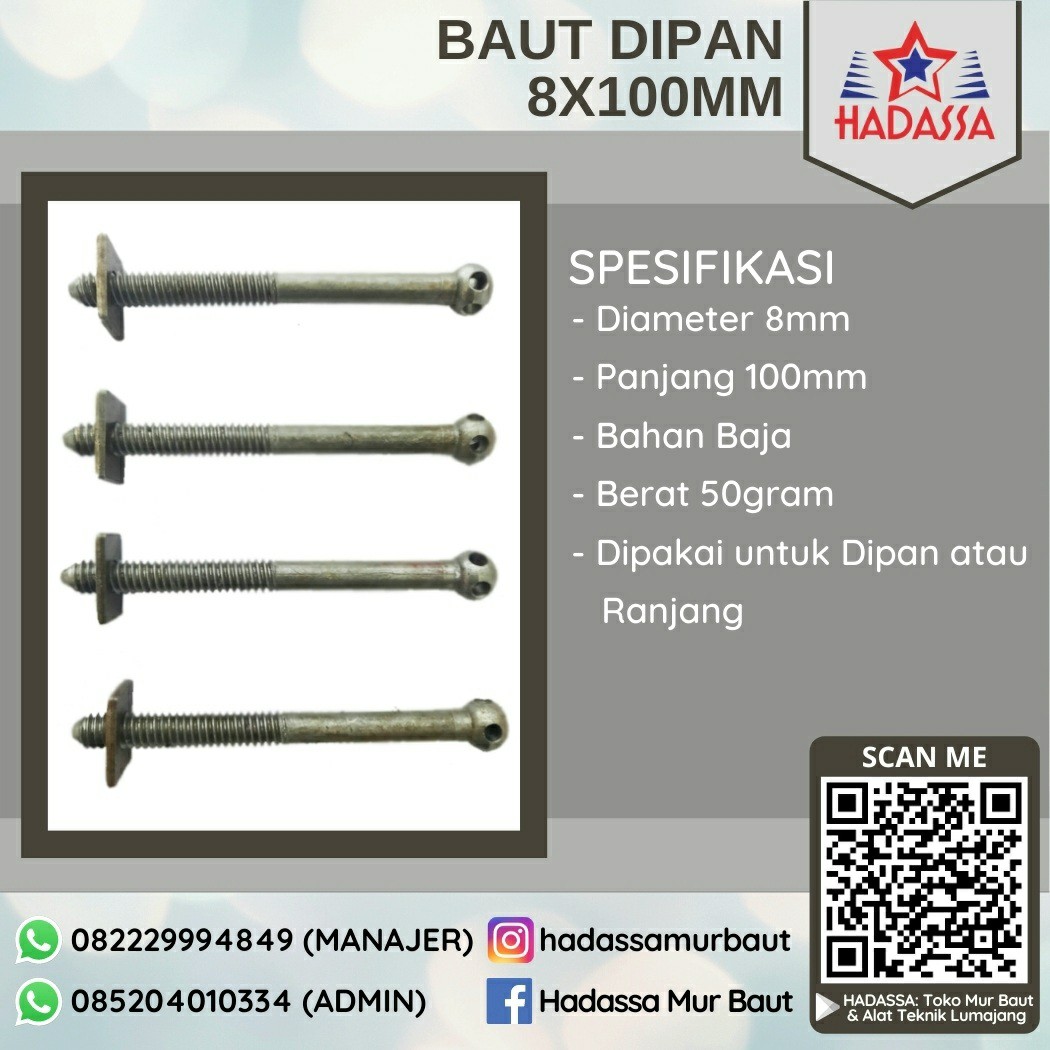 Baut Dipan 8x100mm