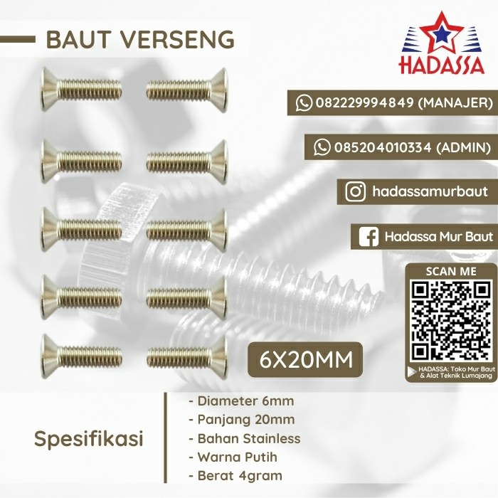 Baut Verseng 6x20mm