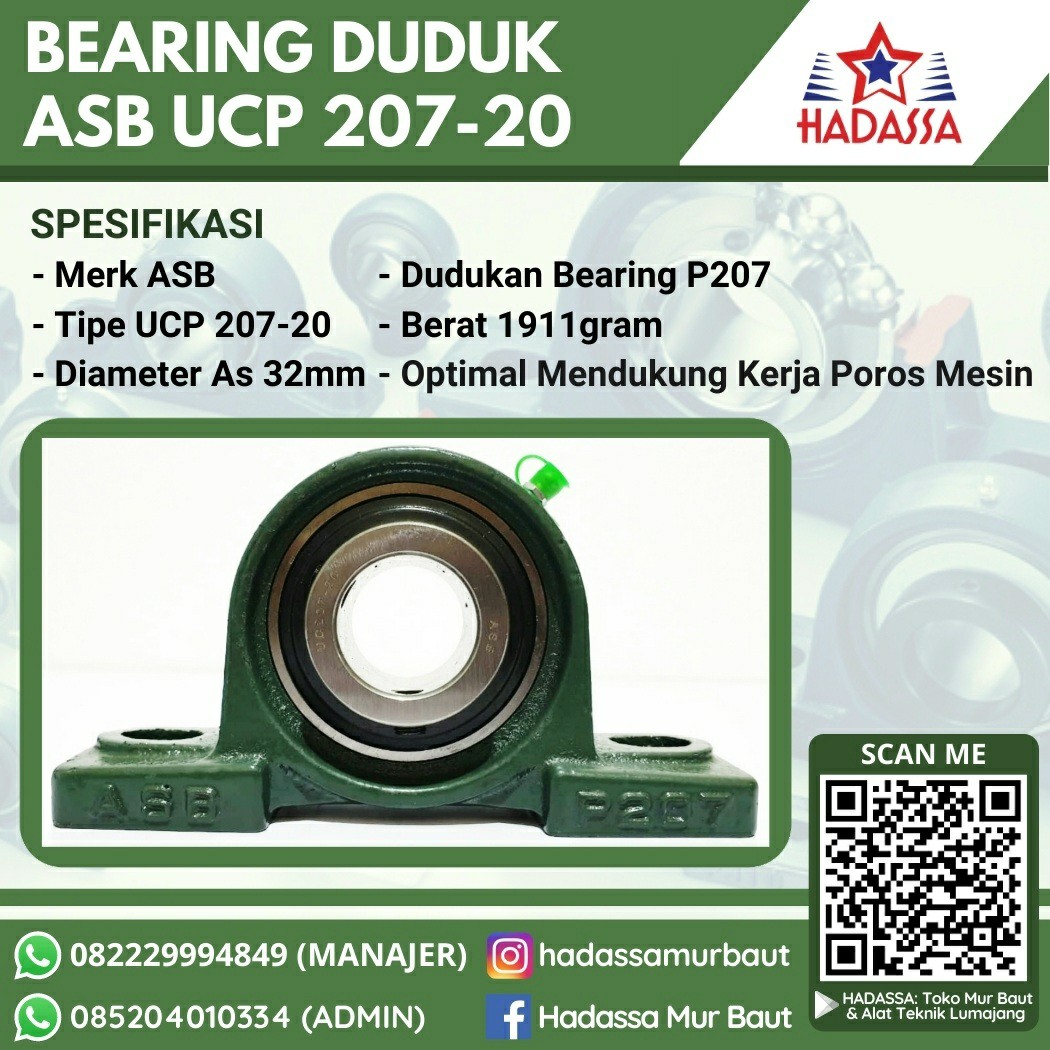 Bearing Duduk ASB UCP 207-20