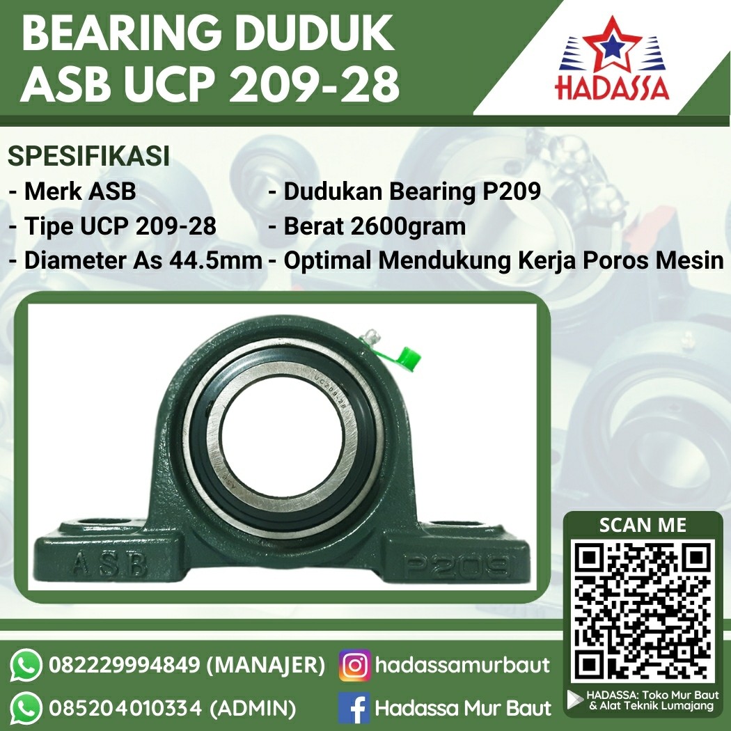 Bearing Duduk ASB UCP 209-28