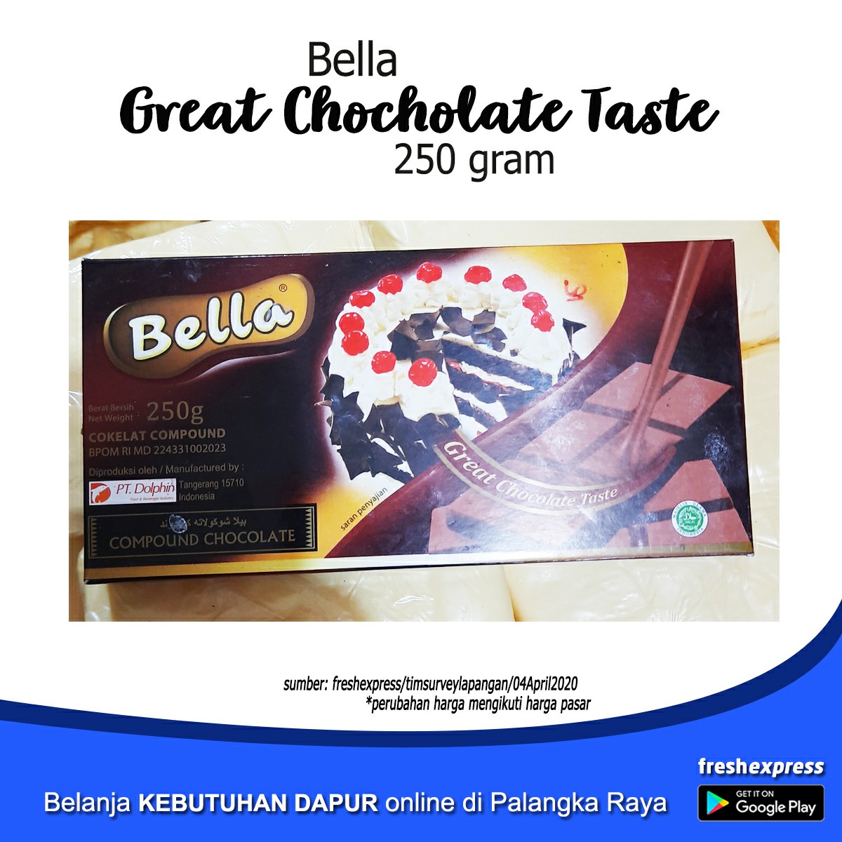 Cokelat Batang Bella - Great Chocolate Taste 250 Gram