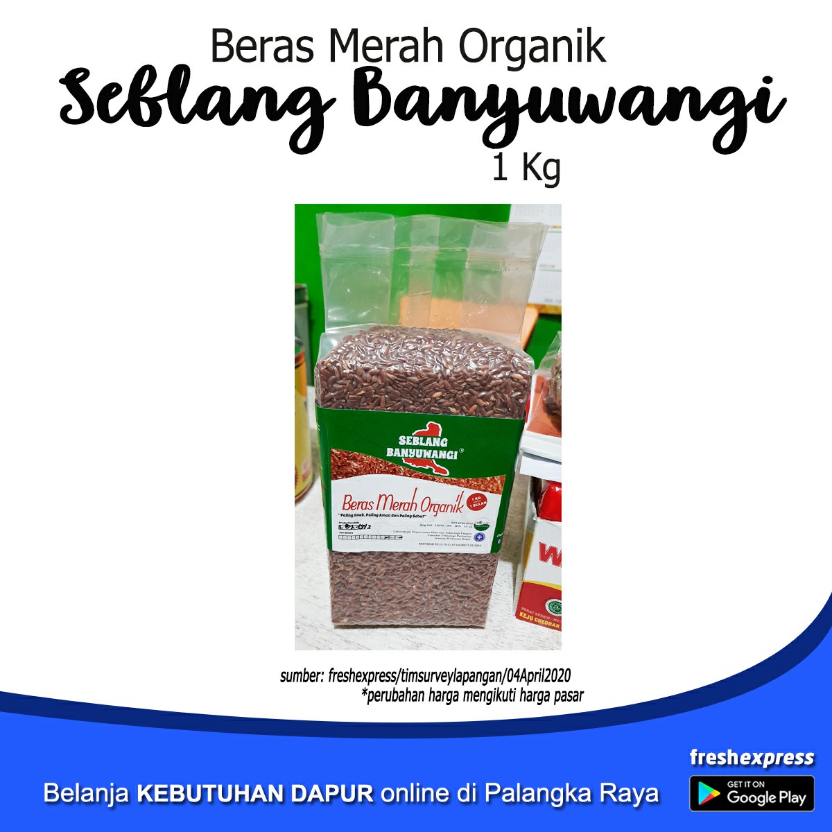 Beras Merah Organik - Seblang Banyuwangi1 Kg