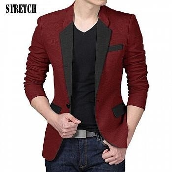 Blazer Man Maroon List Hitam