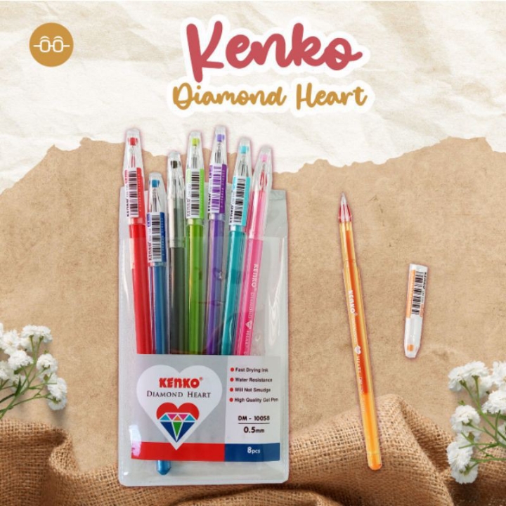 Bolpoin Warna Kenko Diamond Heart Gel 8 warna