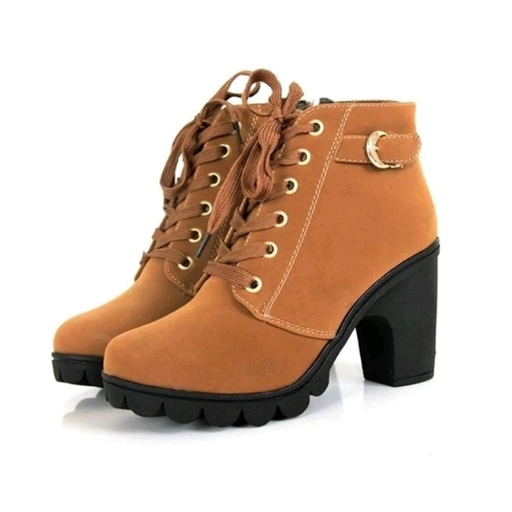 Boots Zipper Bludru Tan