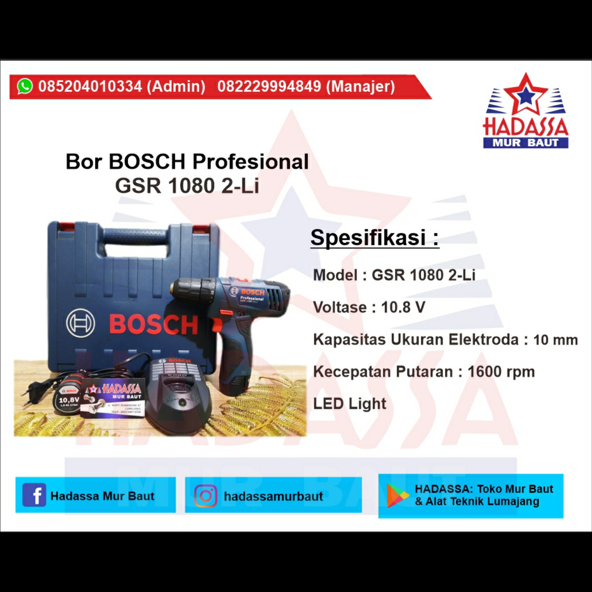 Bor Cordless BOSCH GSR 1080-2-Li