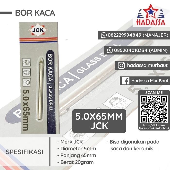 Bor Kaca 5x65mm JCK