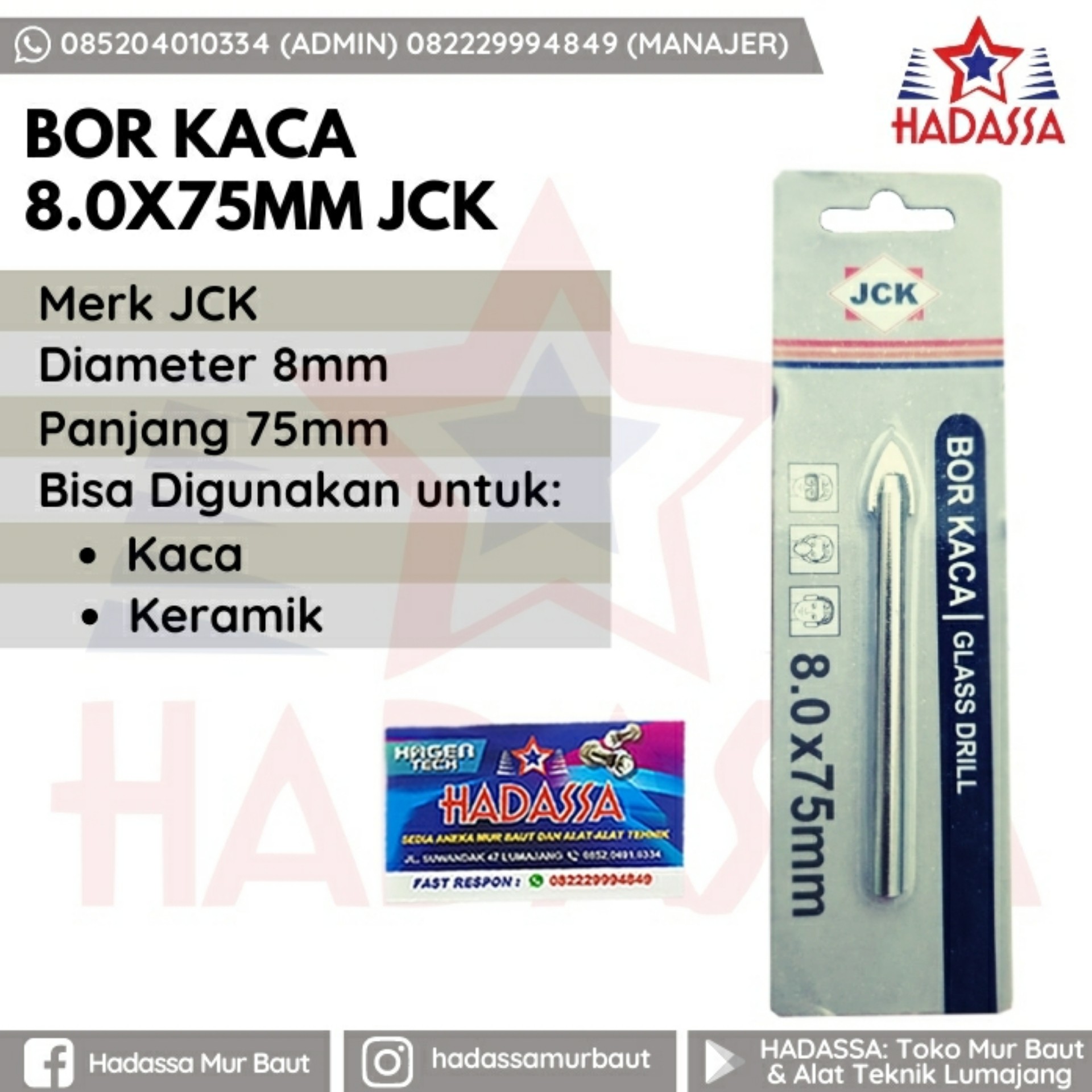 Bor Kaca 8x75mm JCK