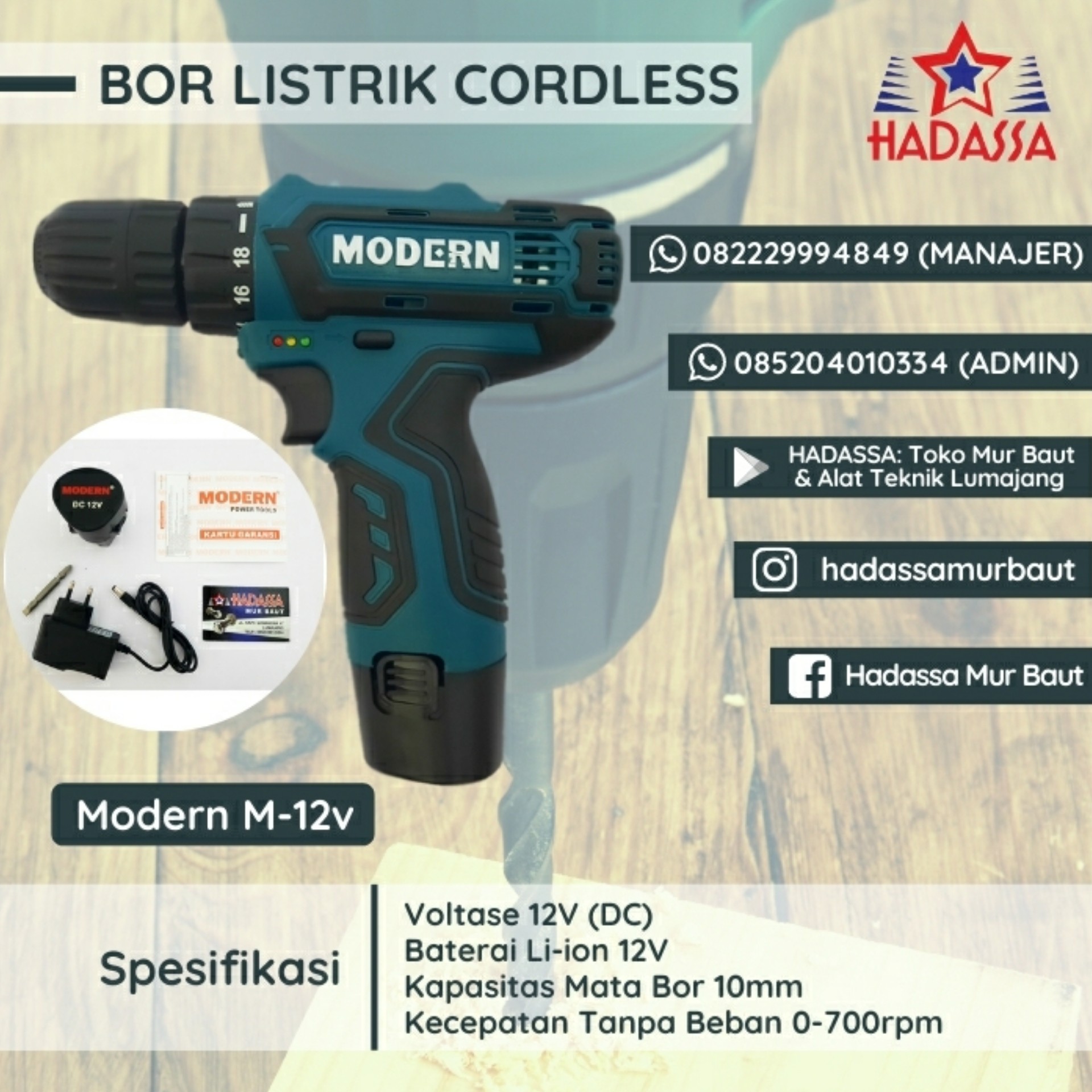 Bor Listrik Cordless Modern M-12v