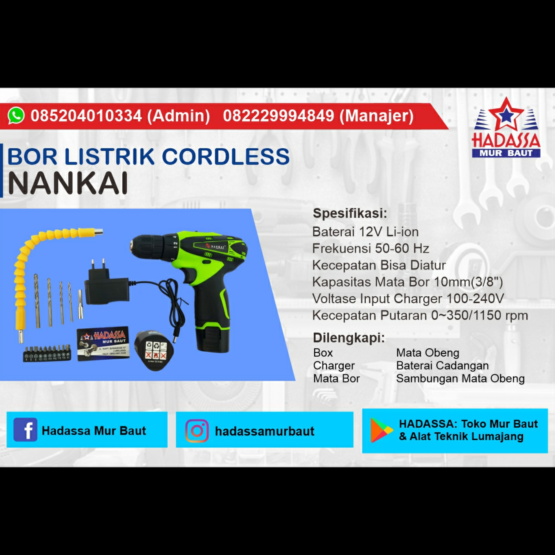 Bor Listrik Cordless Nankai