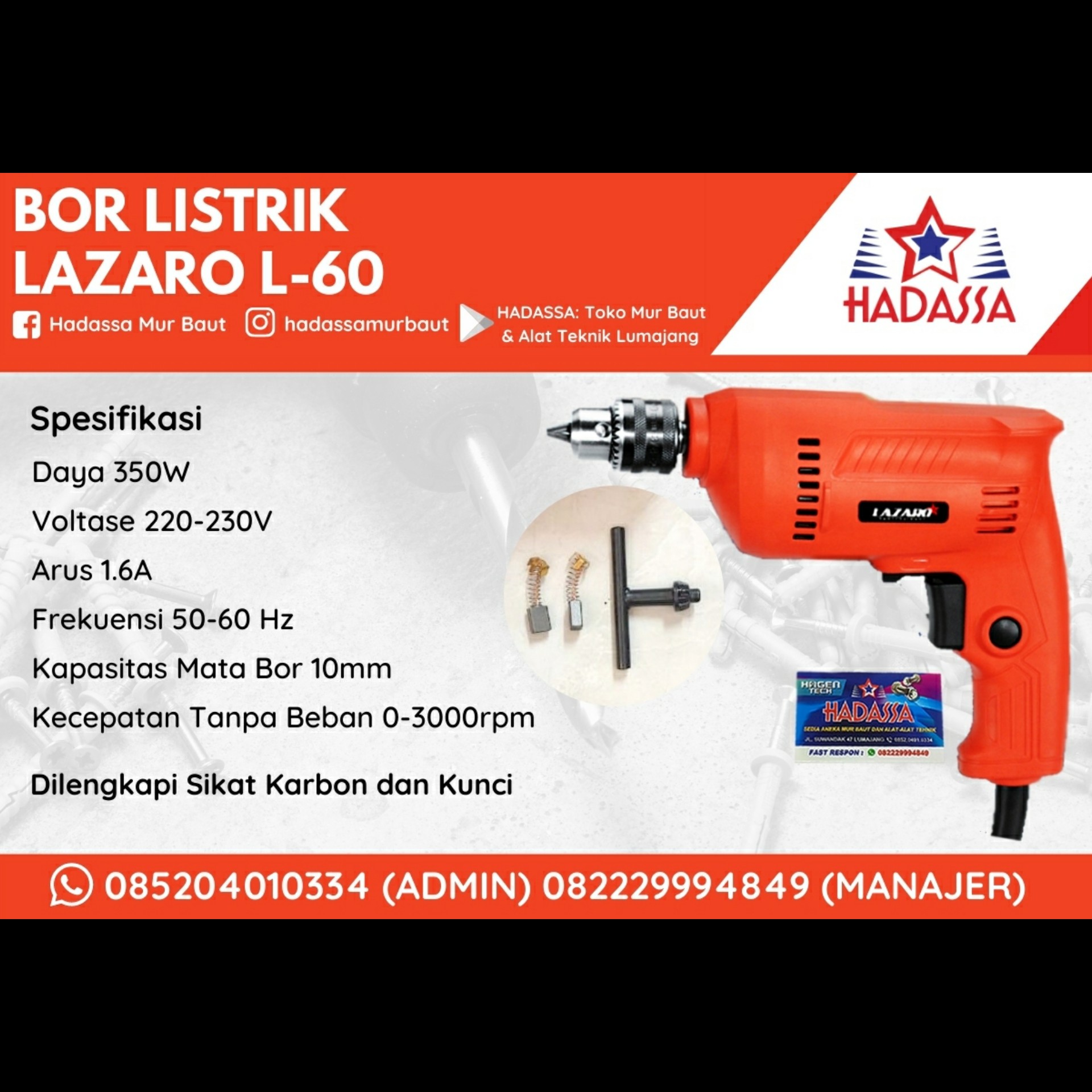 Bor Listrik Lazaro L-60