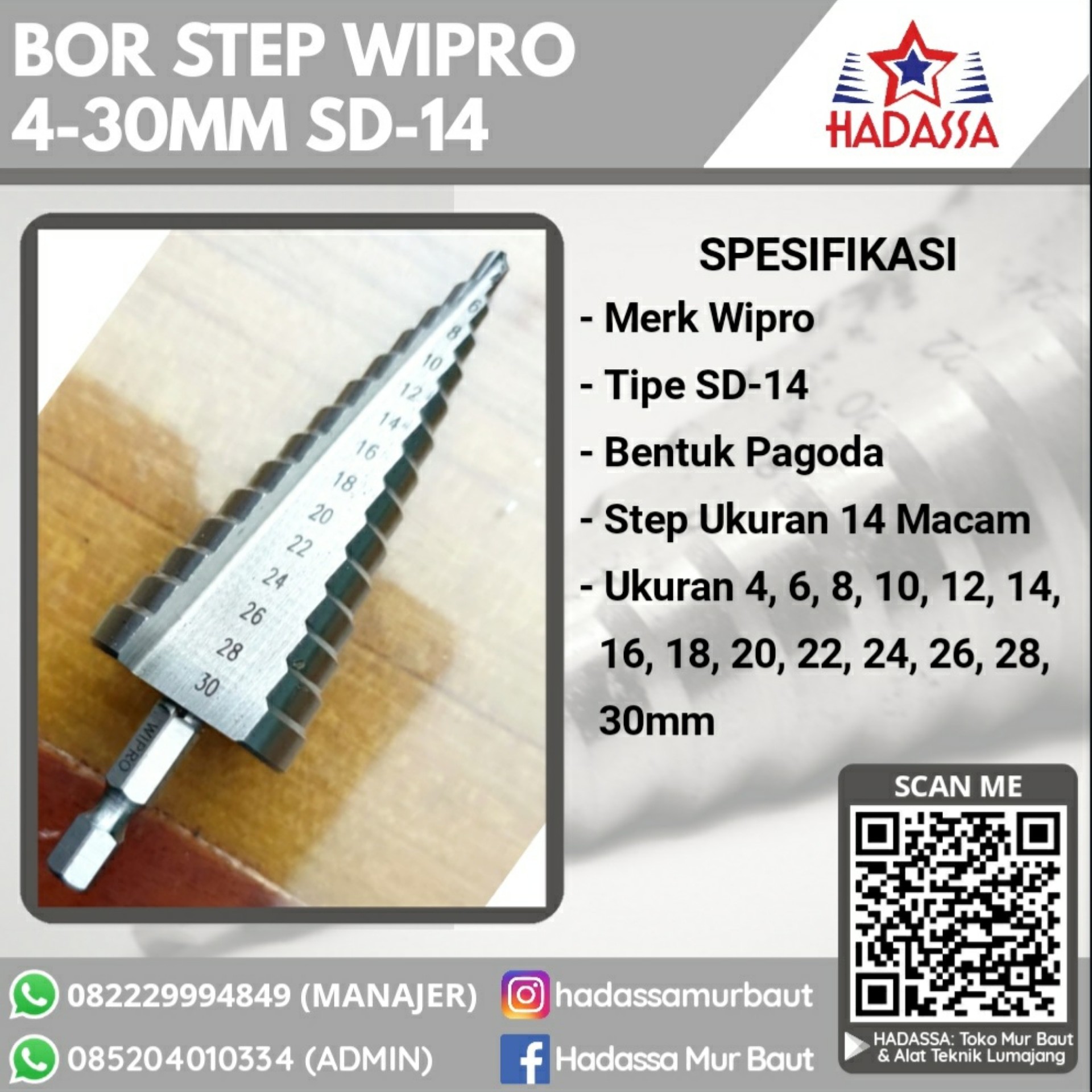 Bor Step Wipro 4-30mm SD-14