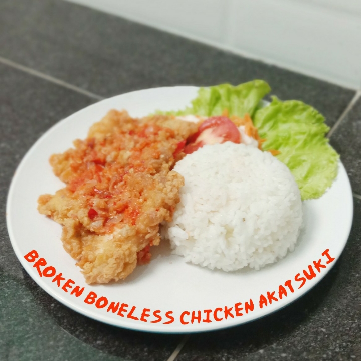 Broken Chicken Sambal Geprek With Rice