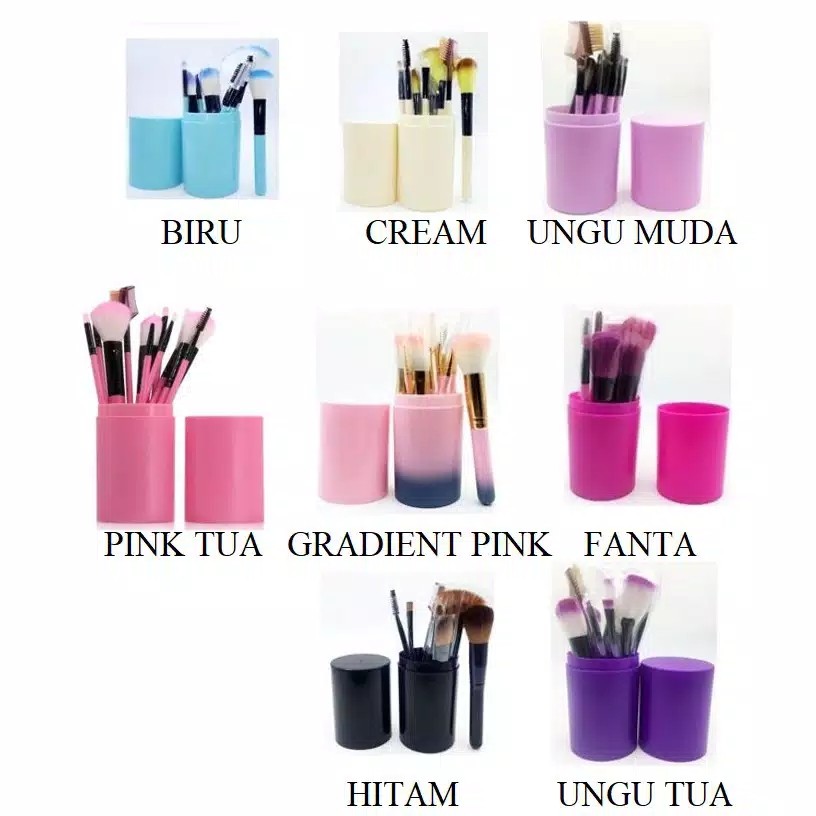 Brush 12 Set In Tube Kuas Tabung Rias Make Up 12 Set Kuas Make Up Tabu 4