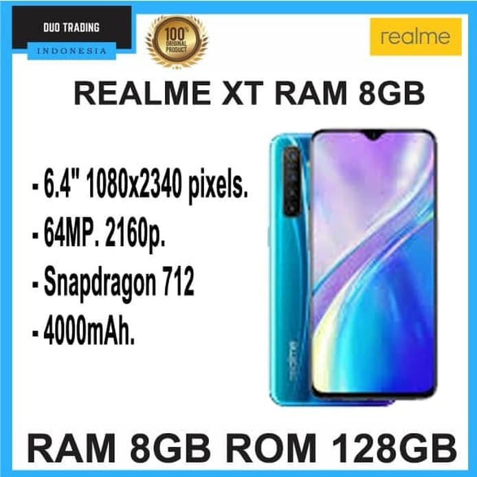 C10-REALME XT RAM 8GB ROM 128GB 4000MAH MERK REALME PER UNIT